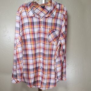 Torrid Multicolor Plaid Oversized Button Down Shirt Size 3 (3X)